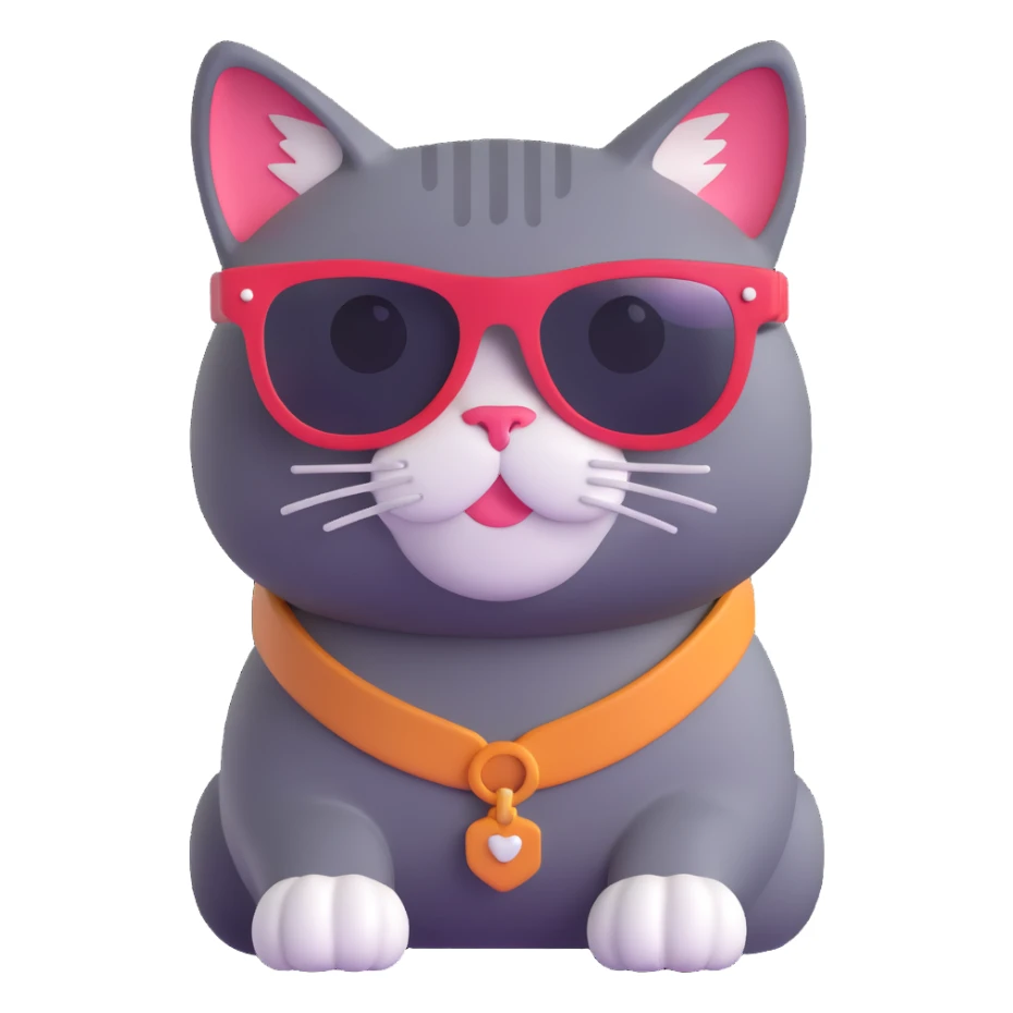 cat wearing sunglasses, vibrant and fun sticker