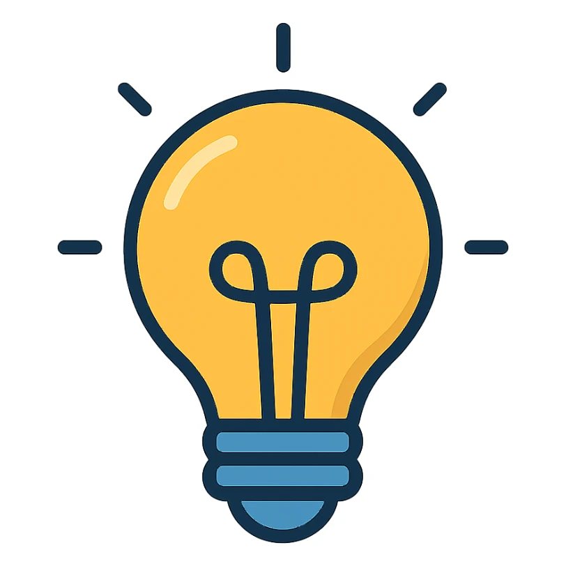 a lightbulb with a glowing filament, representing logic, clean modern icon style sticker