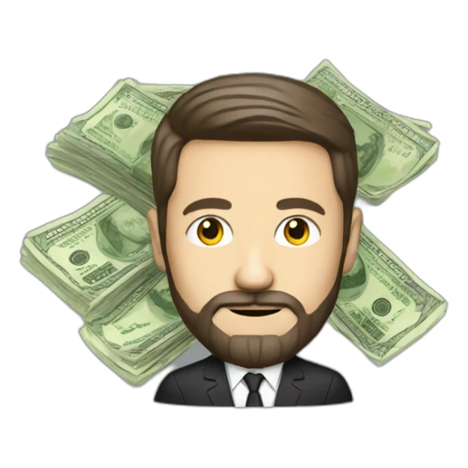 Zelensky with beard and money sticker