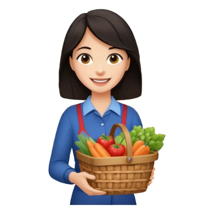 dark haired lady grocery shopping checkout sticker