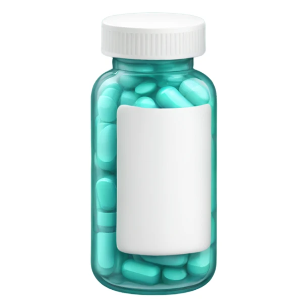 white and teal pill bottle sticker