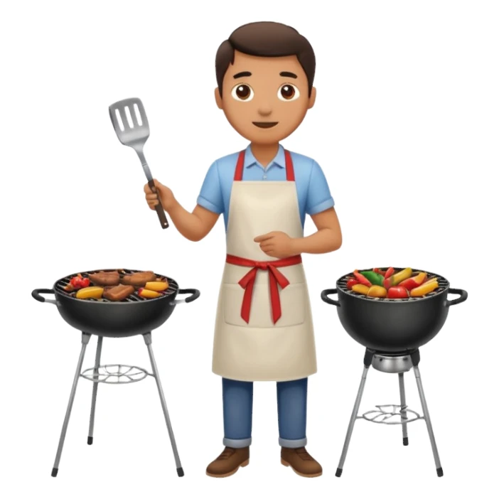 man cooking barbecue full-body sticker