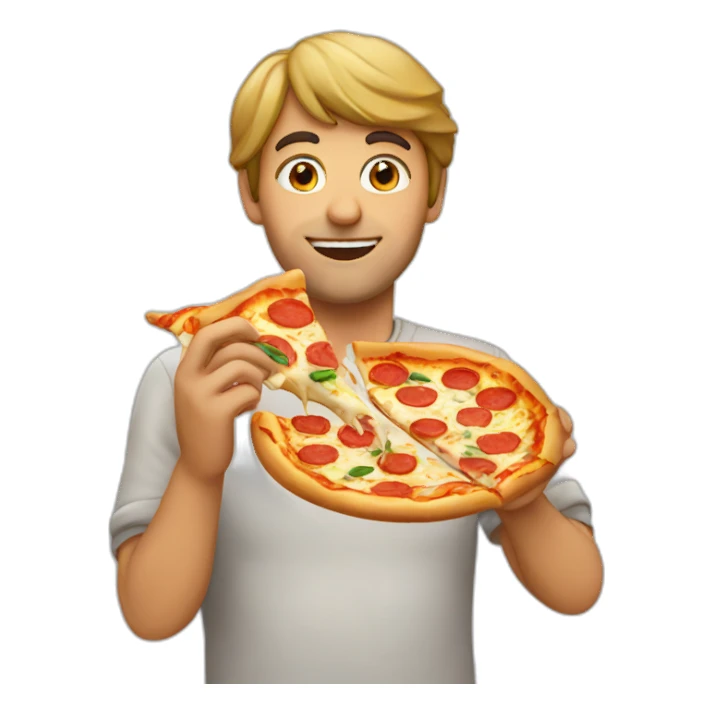 Italian guy eating a pizza sticker