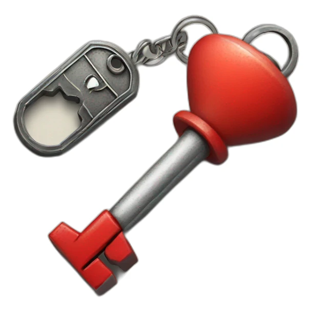 Old silver key and red buoy key ring sticker