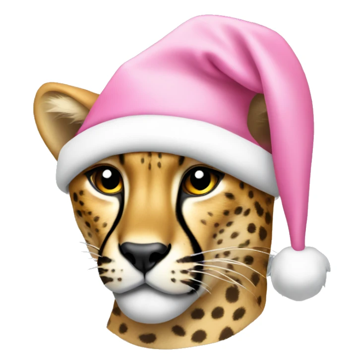 Cheetah wearing a pink Santa hat sticker