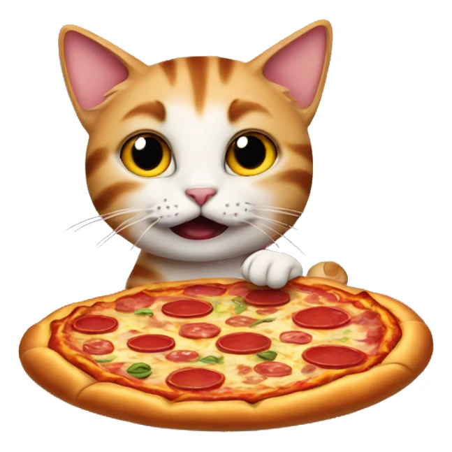 Cat eat the pizza sticker