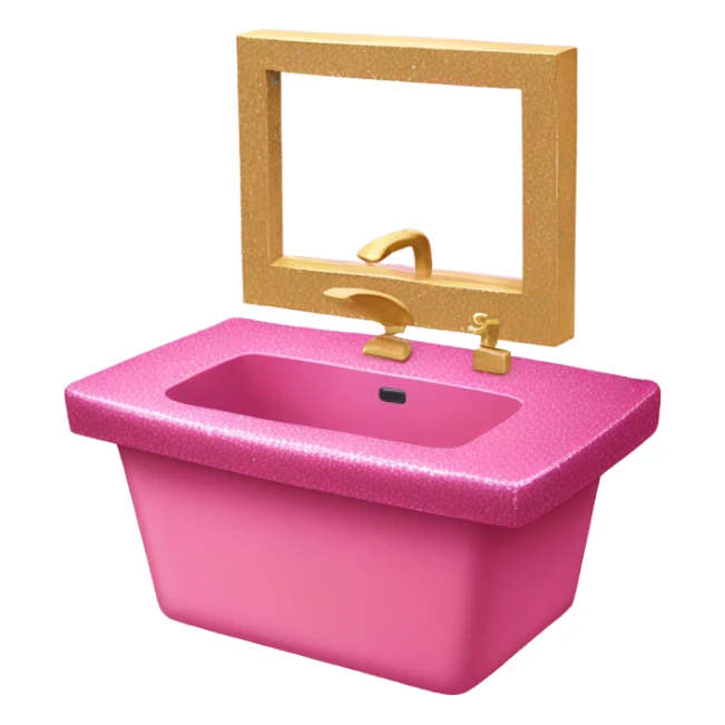 Pink glitter sink with mirror  sticker