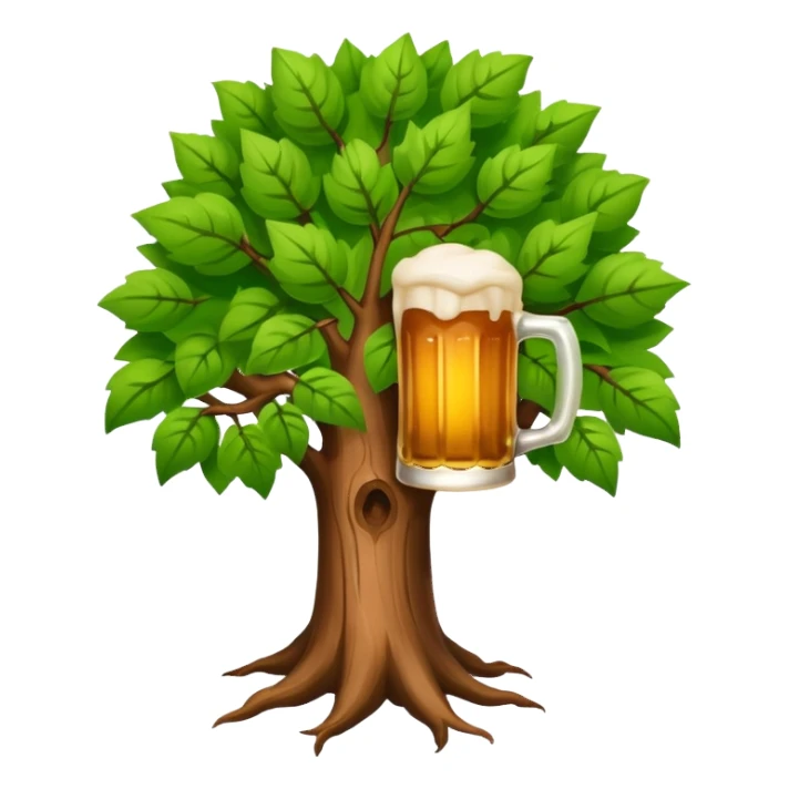 tree holding a beer sticker