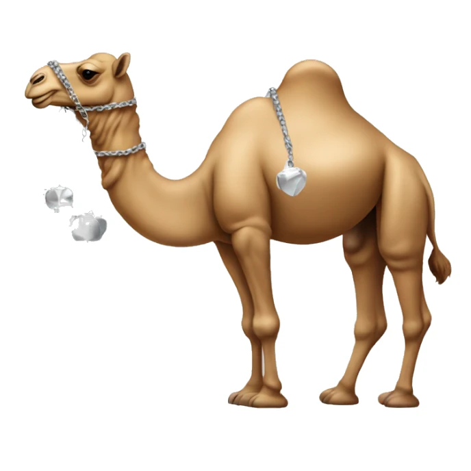 Camel make it cartoon and some silver fall from above sticker