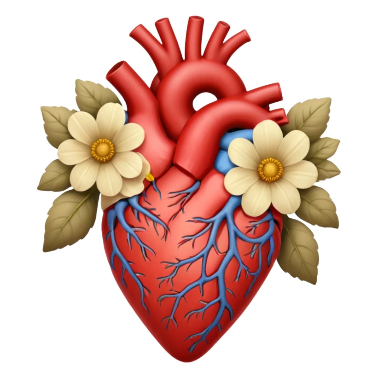 Anatomy heart + beige flowers sticker
