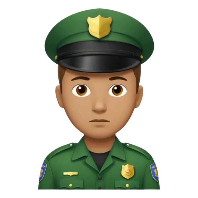 green uniform police without cap sticker