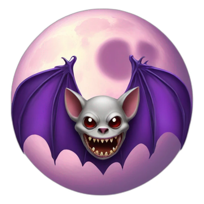 realistic full moon with evil face vampire bat purple dripping wings sticker