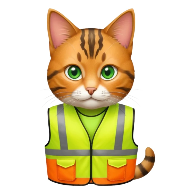 tabby cat in hi-vis clothing facing right sticker