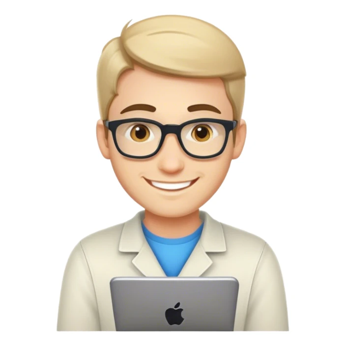 cool caucasian programmer with smile sticker