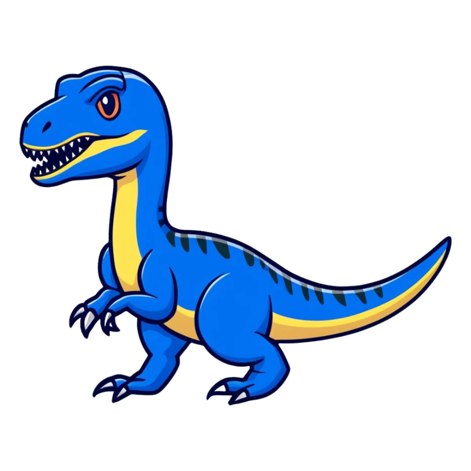 Velociraptor with a blue stripe sticker