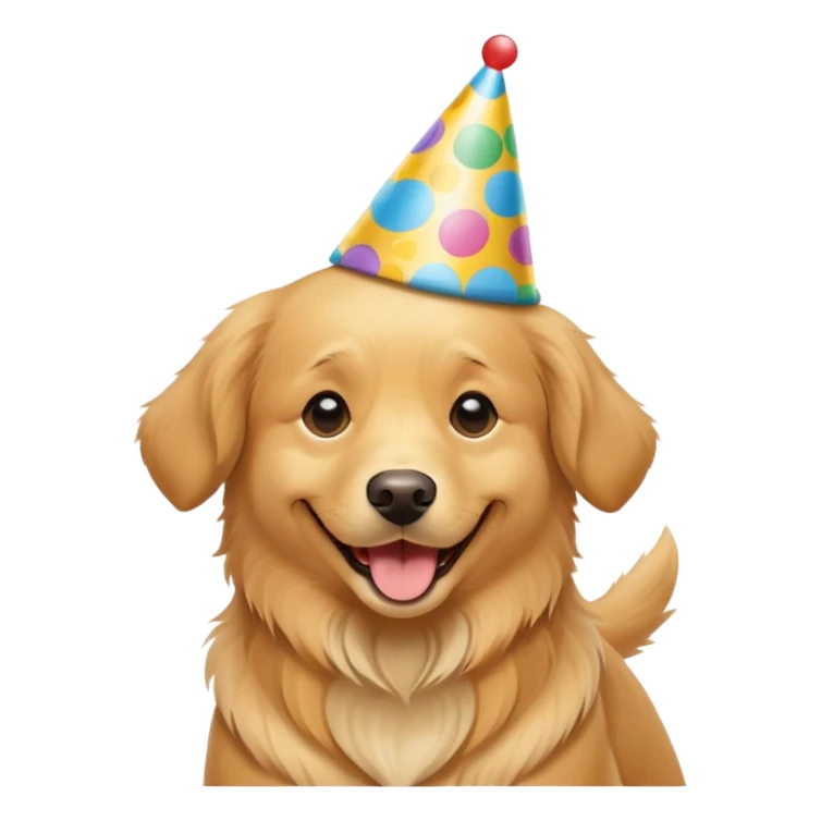 dog wearing a birthday hat sticker