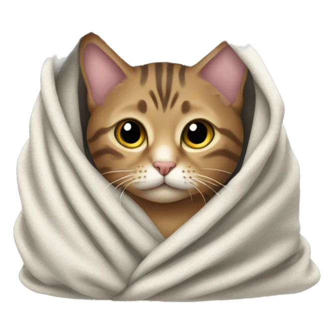 tabby cat wrapped in blanket sticker
