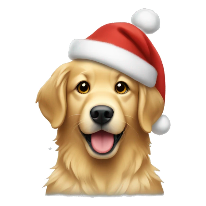 Golden Retriever with a christmas hat sticker
