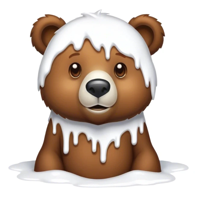 Brown bear covered in white paint sticker