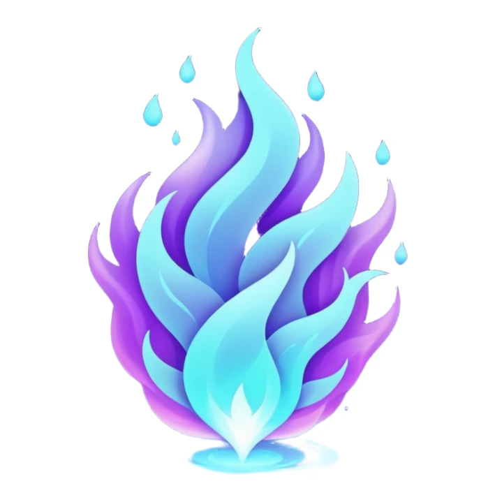glitter purple and cian fire sticker