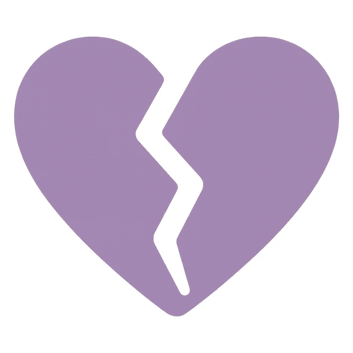 A dull purple broken heart sticker