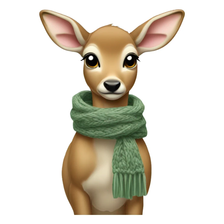 fawn with a Sage green knitted scarf sticker