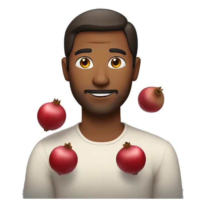 Straight haired man holding 2 pomegranates  sticker