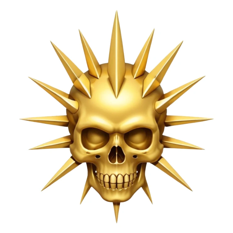 gold skull with spikes in circle arround sticker