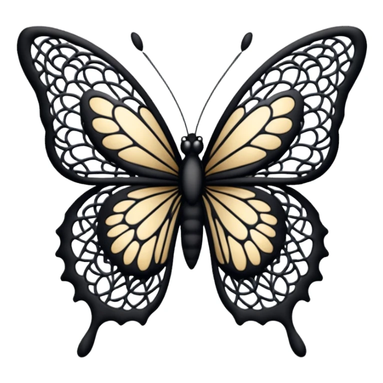 Black lace butterfly sticker