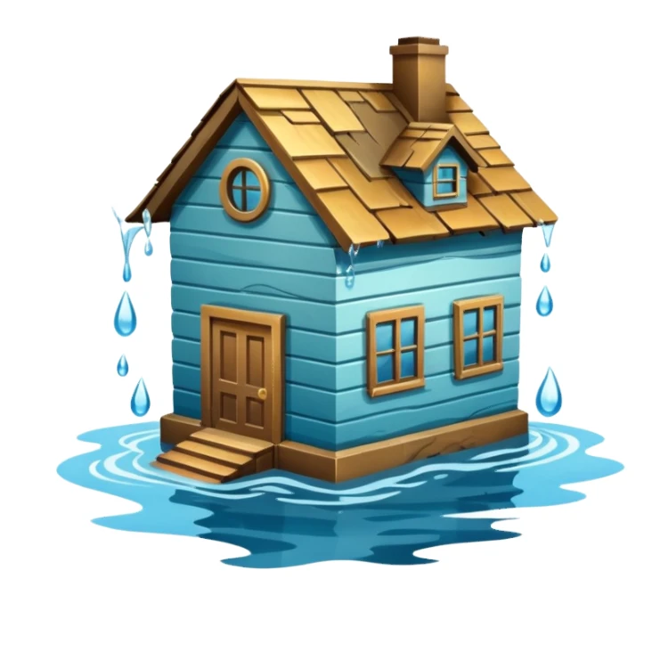 House with flooding around it sticker