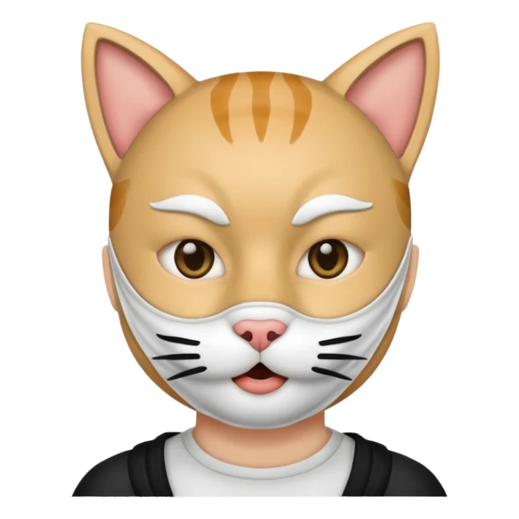 human waring cat mouth mask
 sticker