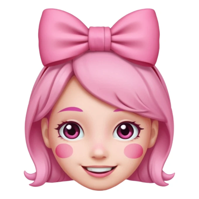 Blushing emoji with bow on head sticker