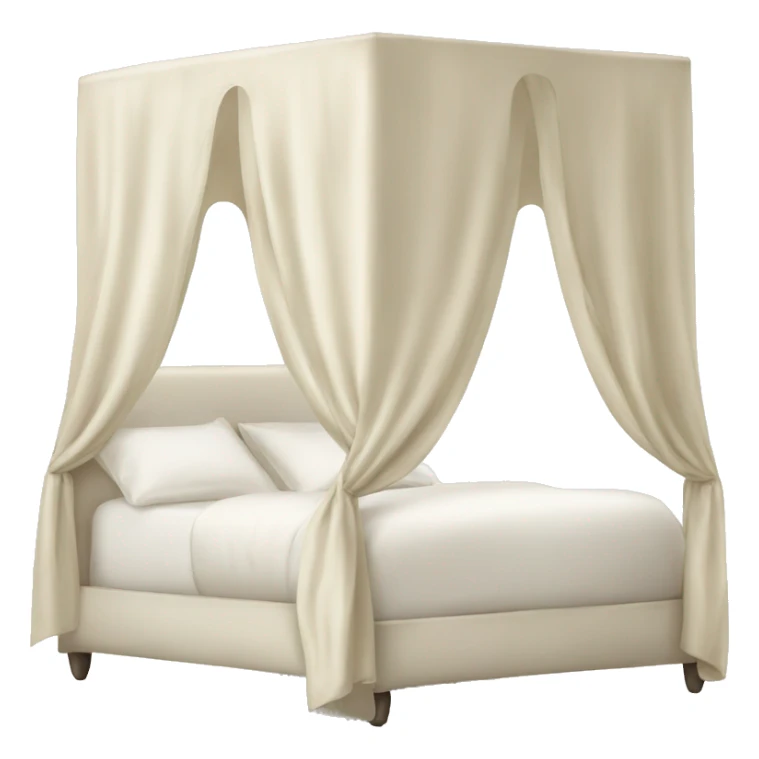 White cream silk canopy bed  sticker