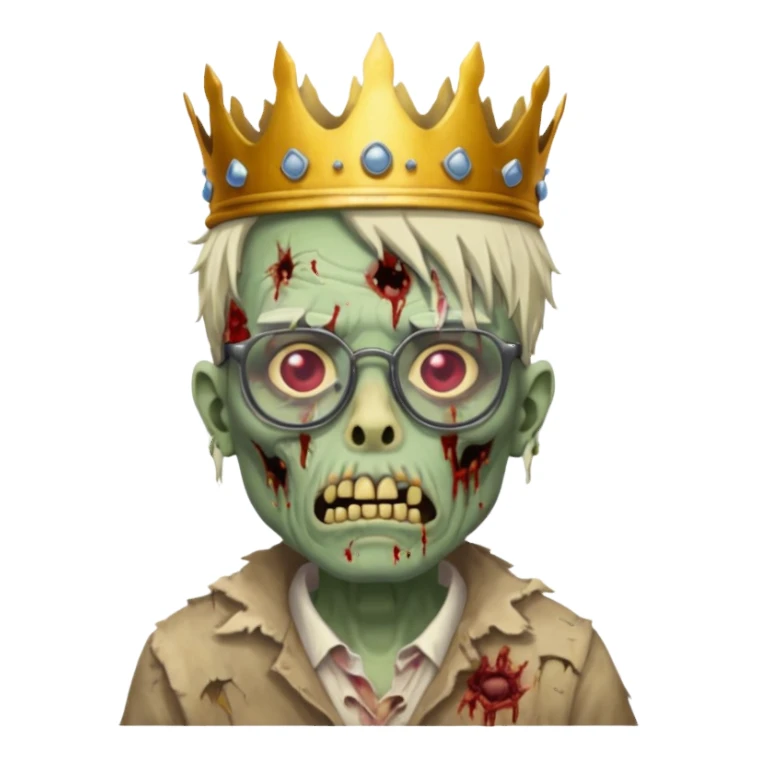 crowned zombie with glasses sticker
