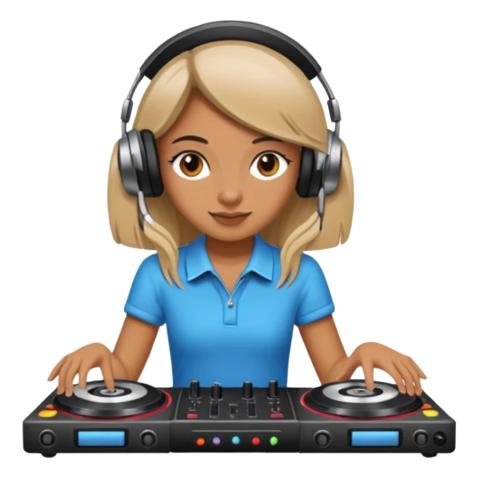 girl playing DJ set sticker
