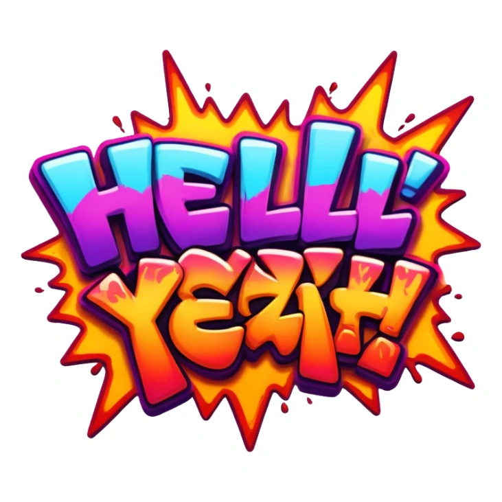 Graffiti the word Hell yeah sticker