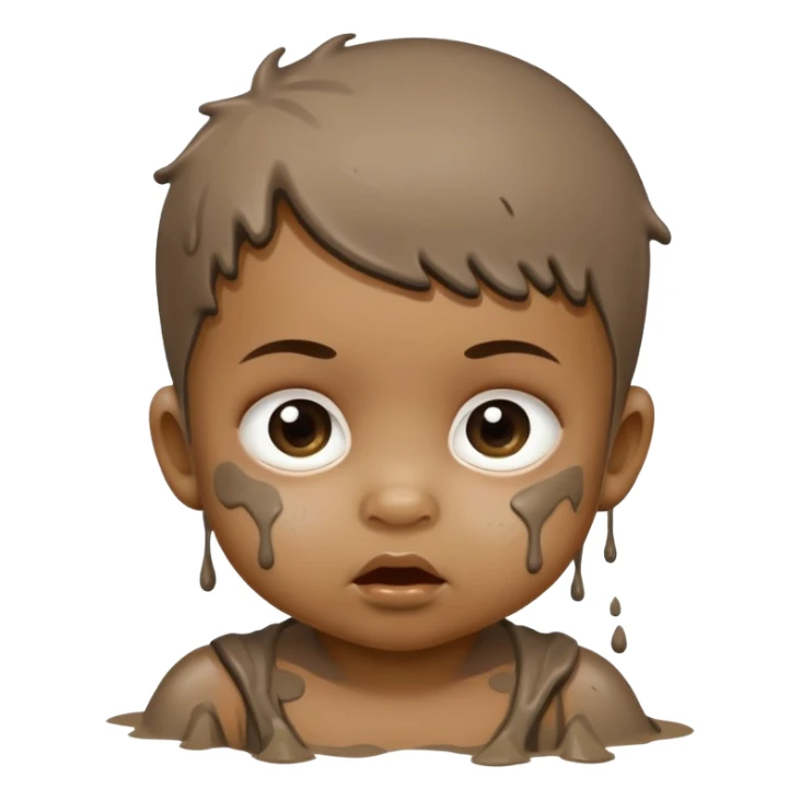 dirty baby with mud on face looking sneaky mischievous sticker