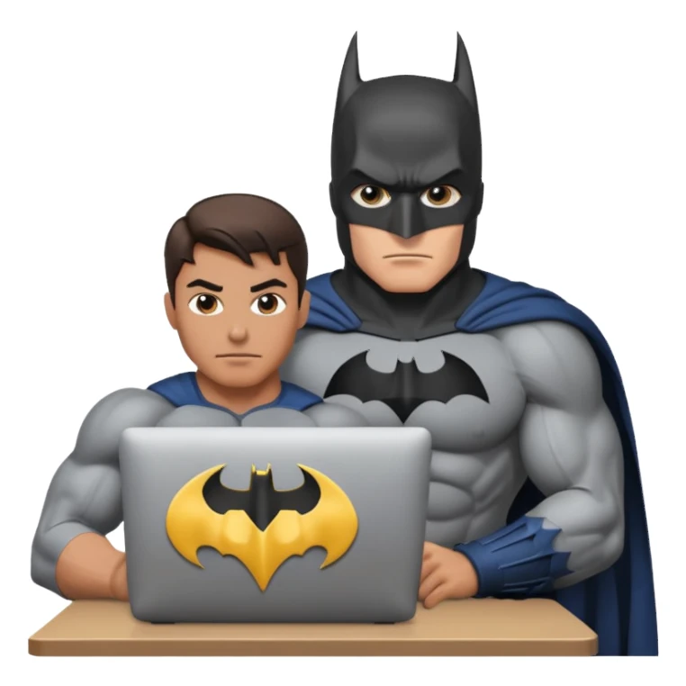 batman working on his mac sticker