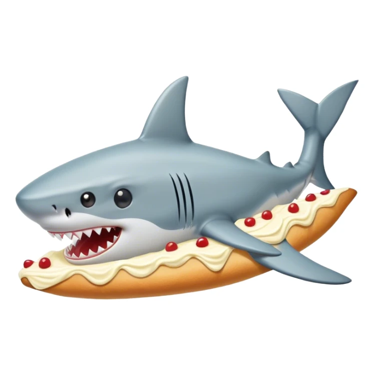 shark eats a slice of vanilla Cake roll  sticker
