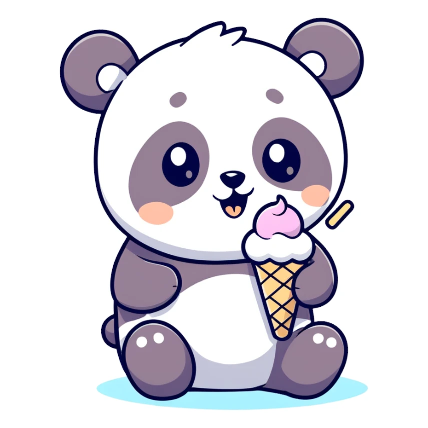Panda eating ice cream sticker