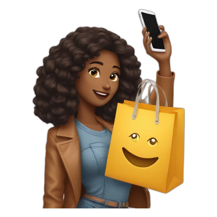 influencer taking selfie with a shopping bag sticker