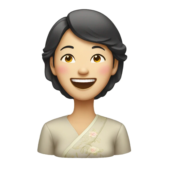 Chinese lady laughing sticker