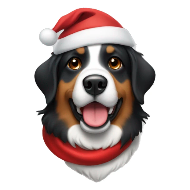 Bernes Mountain dog with a santa hat sticker