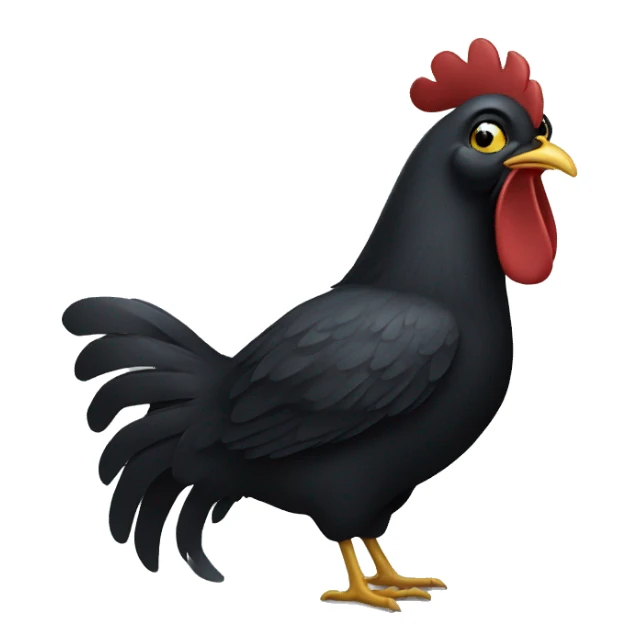 black chicken cleans its beak sticker