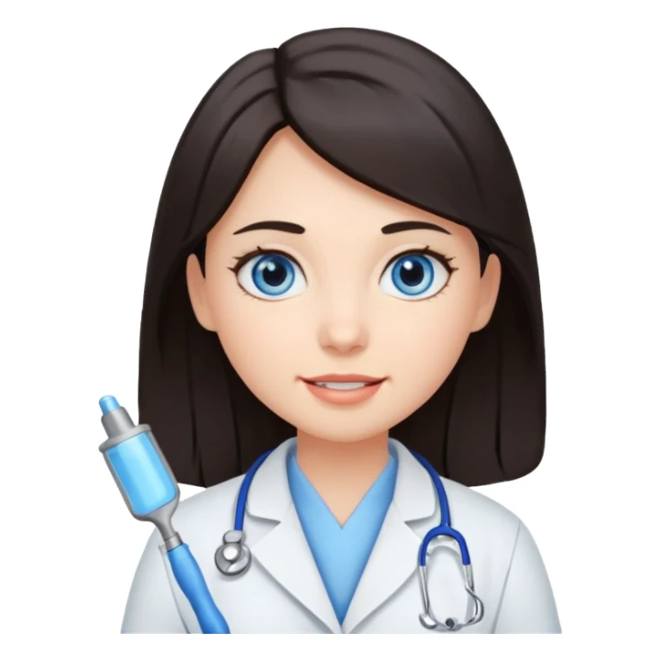 сгенерируй девушку стоматолога с темными волосами и голубыми глазами sticker