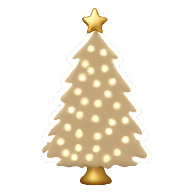 A beige christmas tree with gold lights  sticker