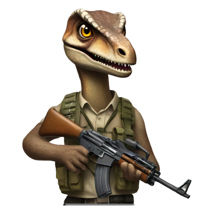 Velociraptor with an ak47 sticker