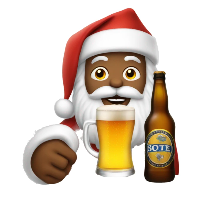 Santa with a beer sticker