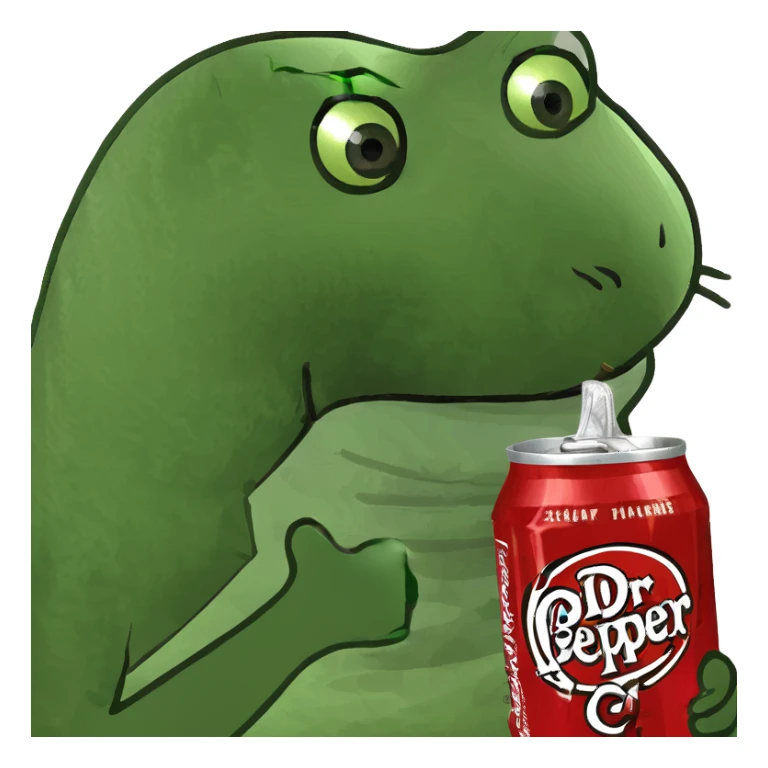 Cat holding Dr Pepper sticker
