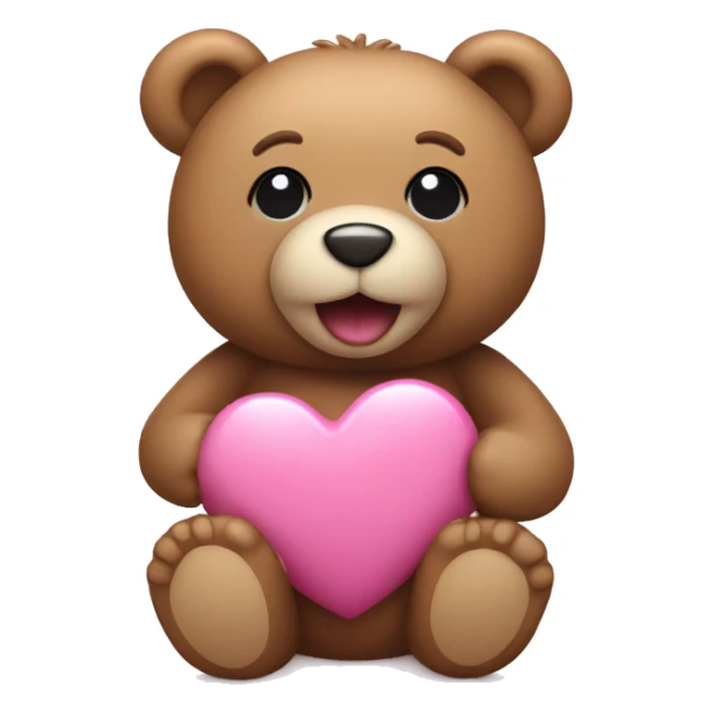Teddy bear holding a pink heart sticker